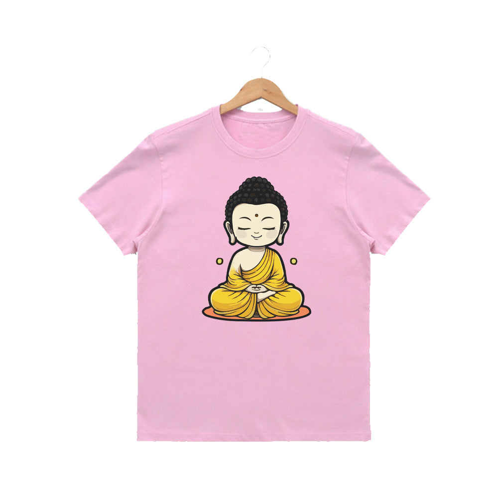 Women’s Graphic Print Round Neck T-Shirt- Buddha (170 GSM single jersey)