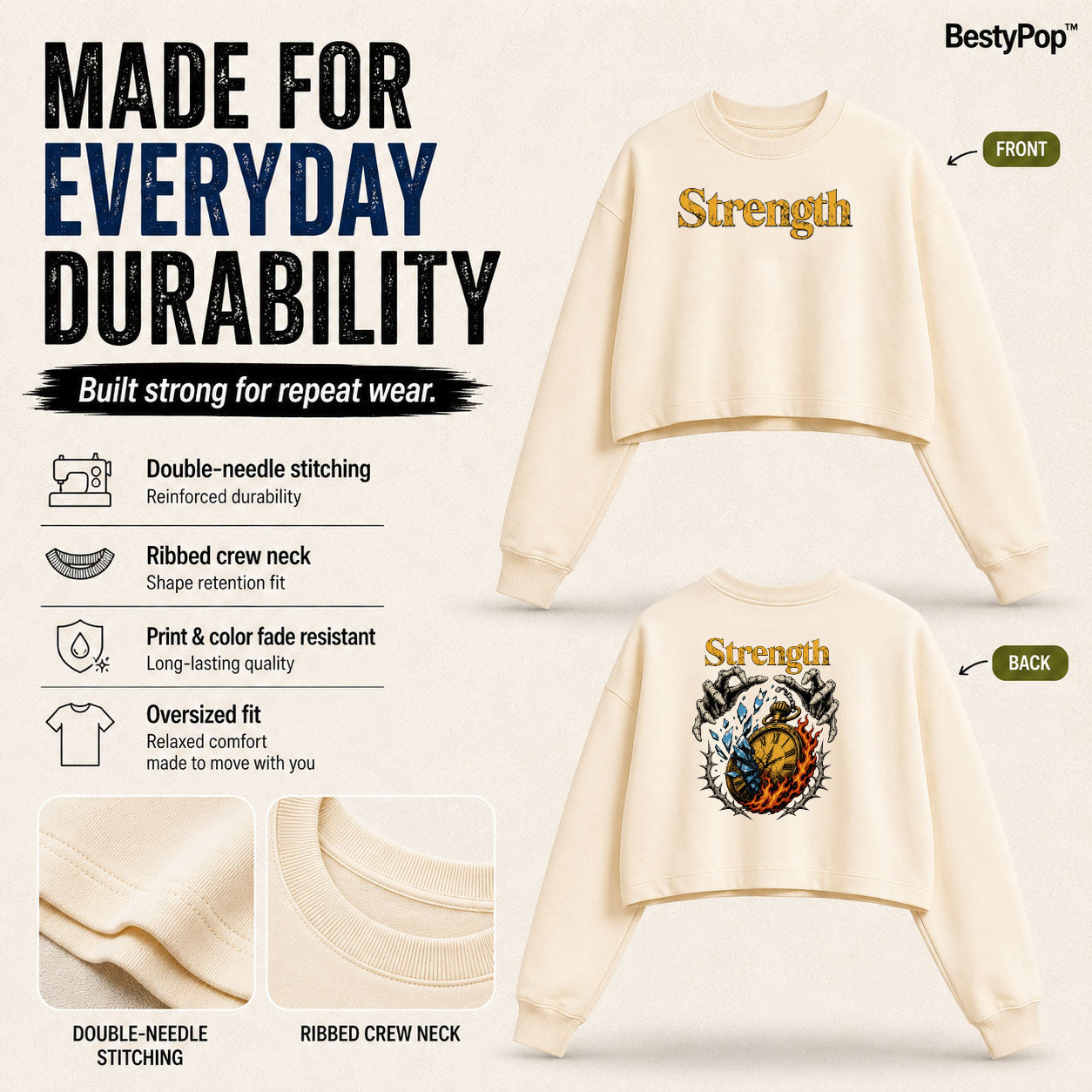 Women’s Crop top full Sleeve - 270 GSM
