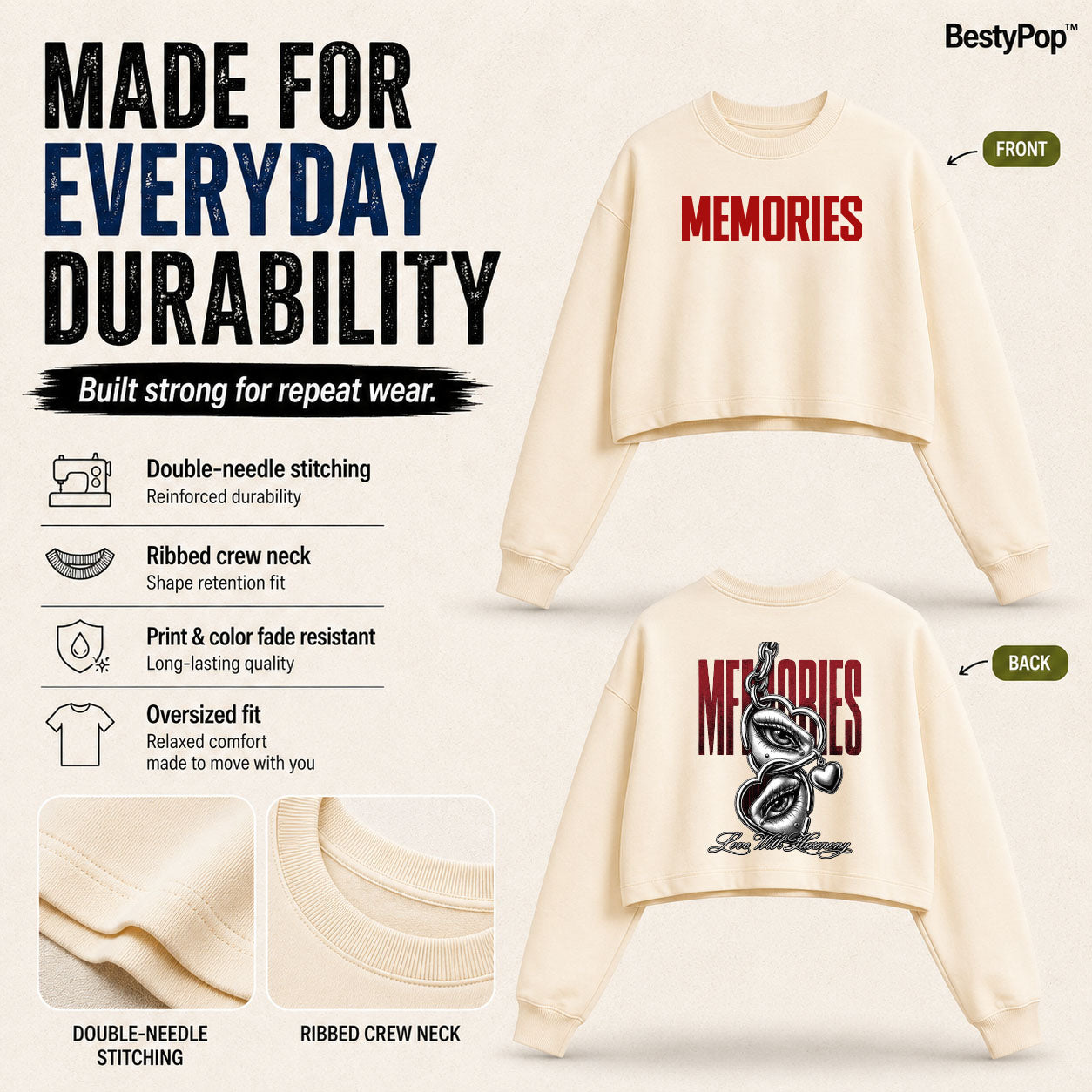 Women’s Crop top full Sleeve - 270 GSM