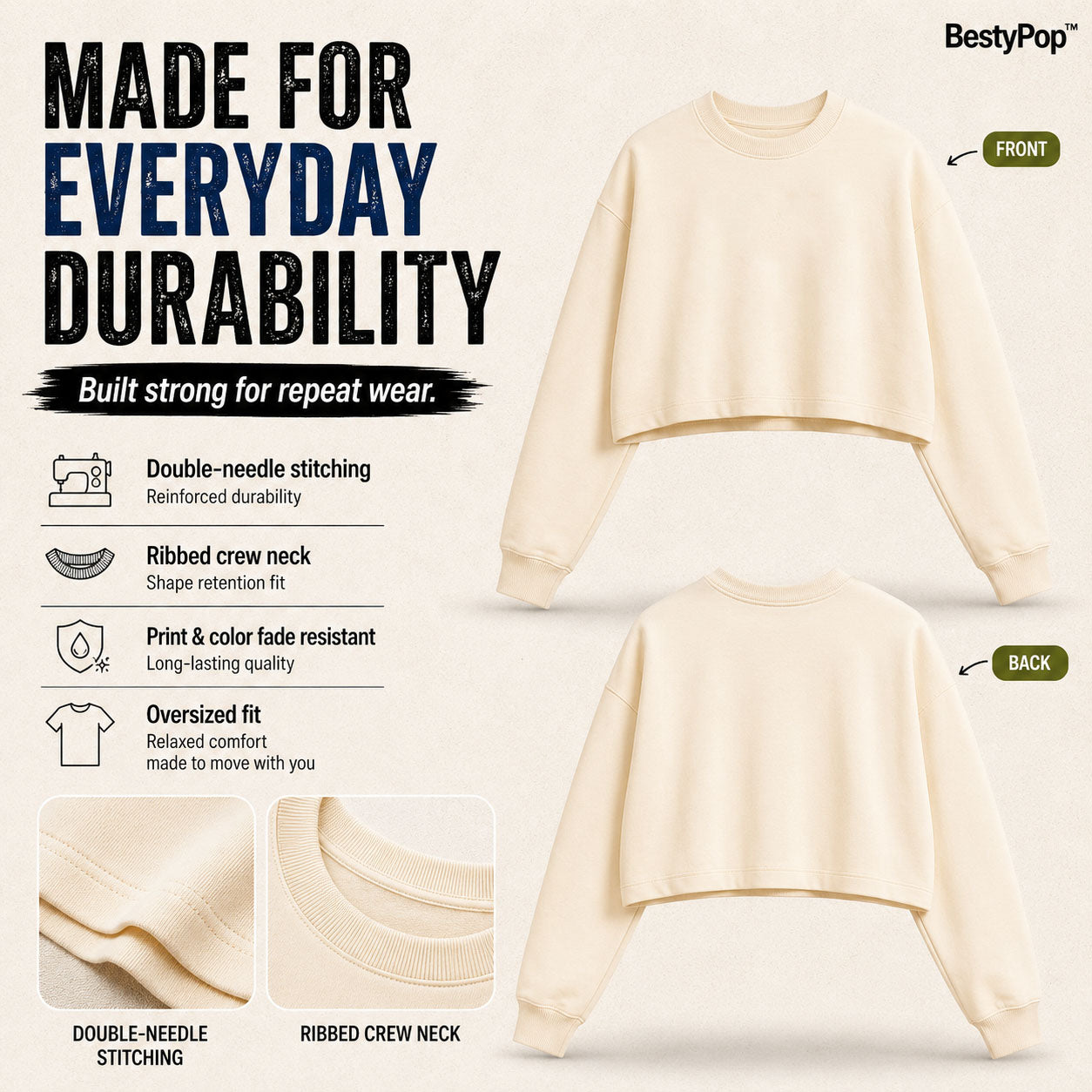Women’s Plain Oversized Full Sleeve Crop Top