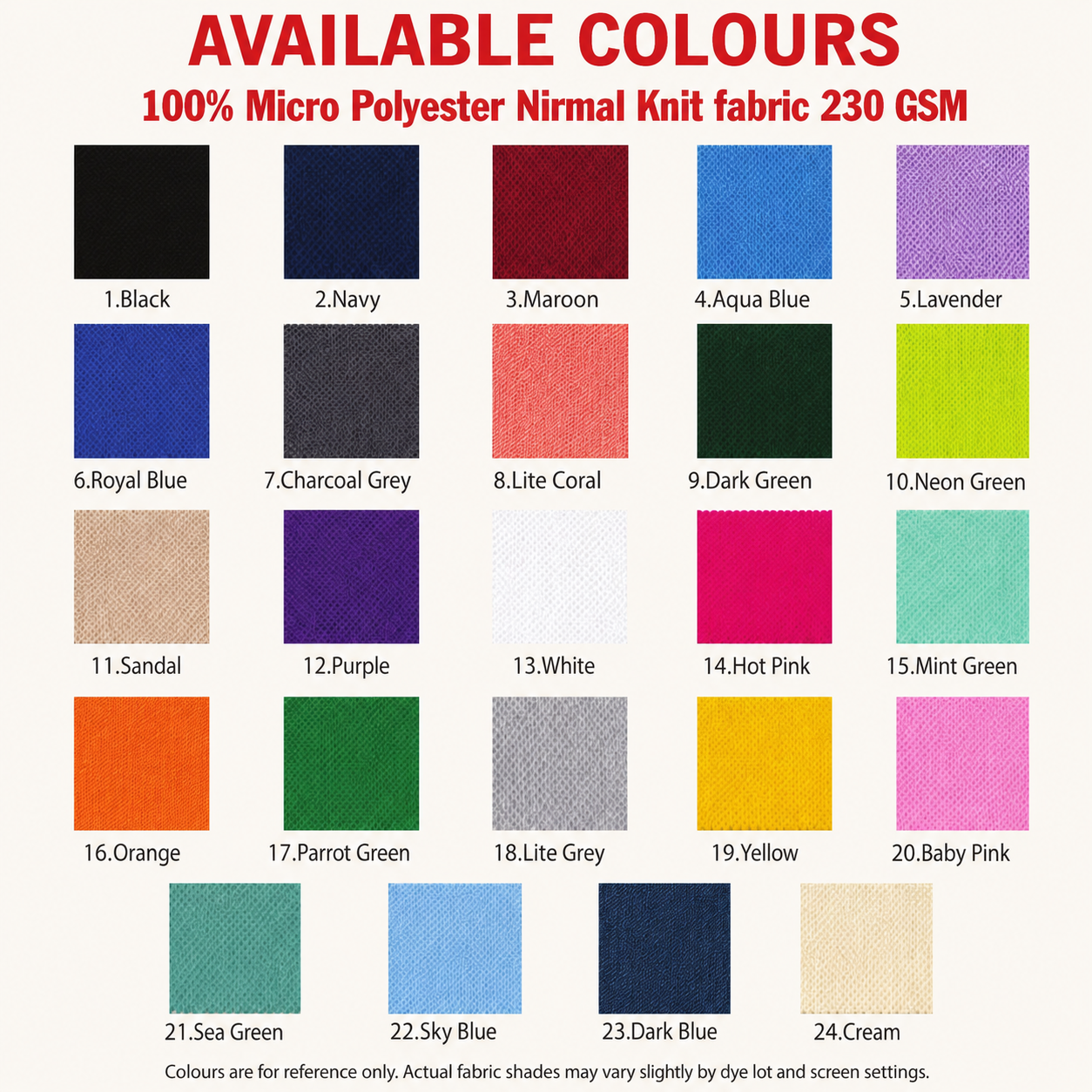 Demo Listing - Kid's Unisex Polo Plain School Uniform T-Shirt - 230GSM Nirmal Knit pique(100 % Micro polyester - Style Code: 1026