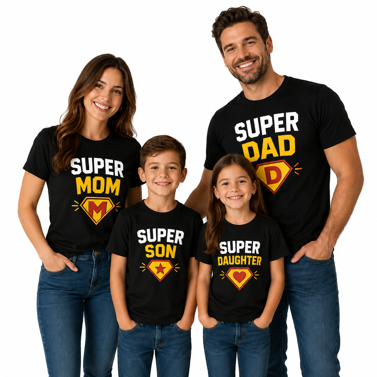 Superhero Family Round Neck T-Shirt for Dad -Super Dad- (170 GSM) single jersey