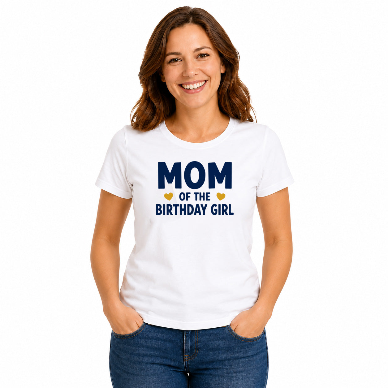 Birthday Girl Family Matching Round Neck T-Shirts For Mom - (170 GSM) single jersey