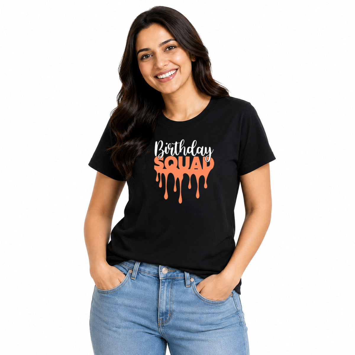 Matching Birthday Squad Family Round Neck T-Shirts For Mom - (170 GSM) single jersey