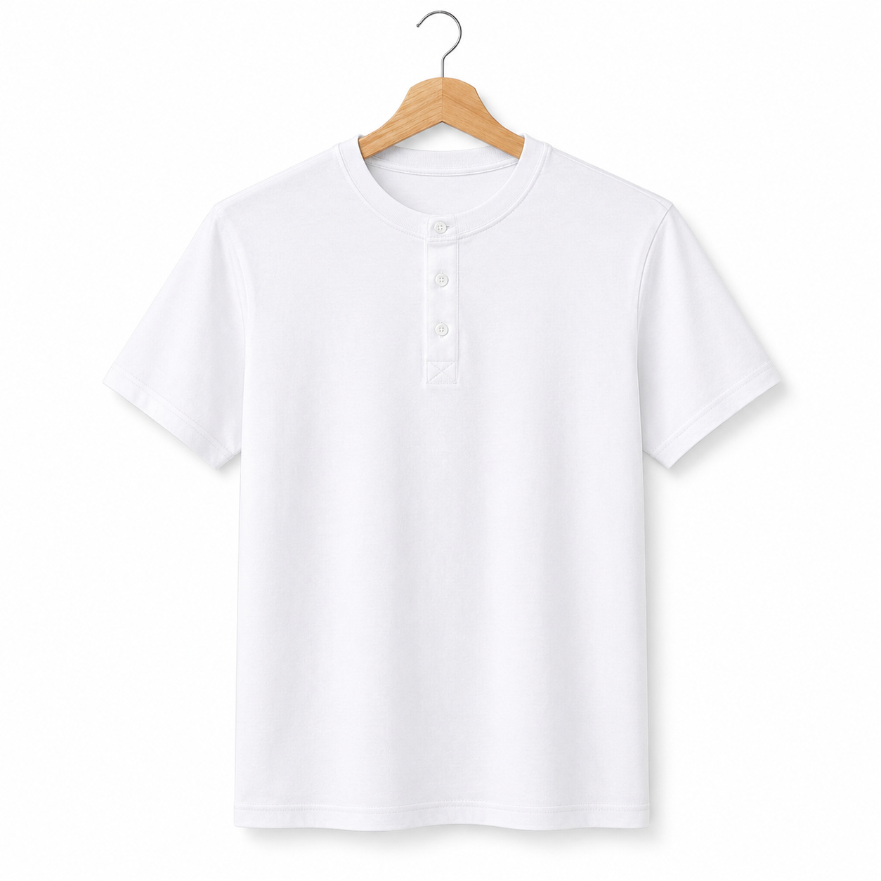 Men's Plain Henley Neck T-shirt- 190 GSM Single jersey