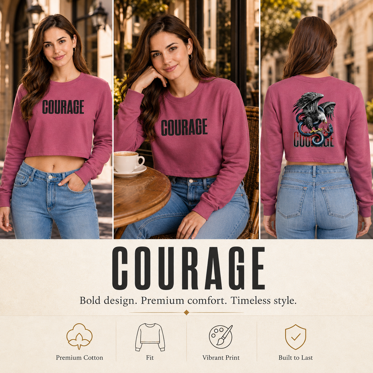 Women’s Crop top full Sleeve - 270 GSM