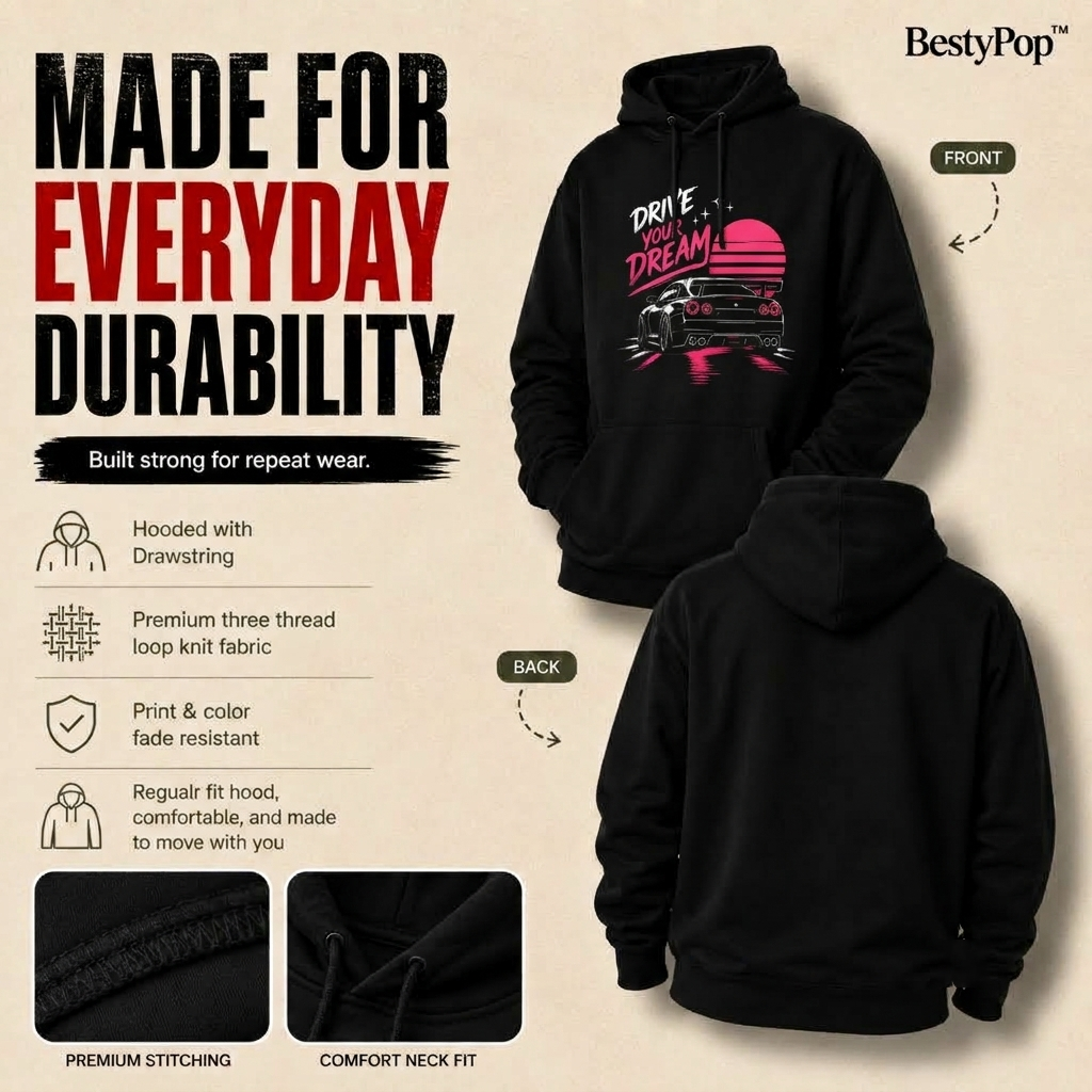 Girl’s Hoodie - Drive your dream (320 GSM)