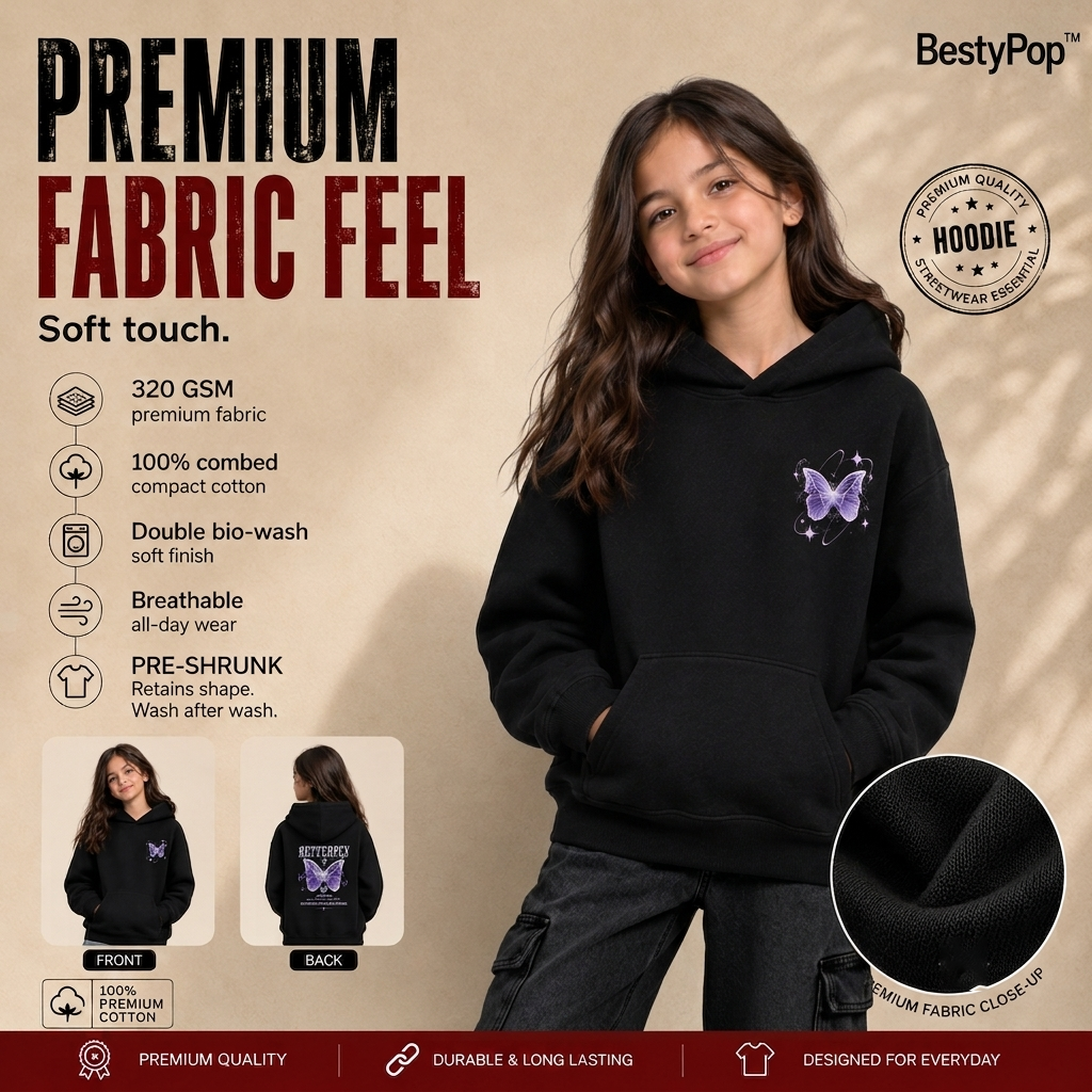 Girl’s Hoodie - Butterfly (320 GSM)