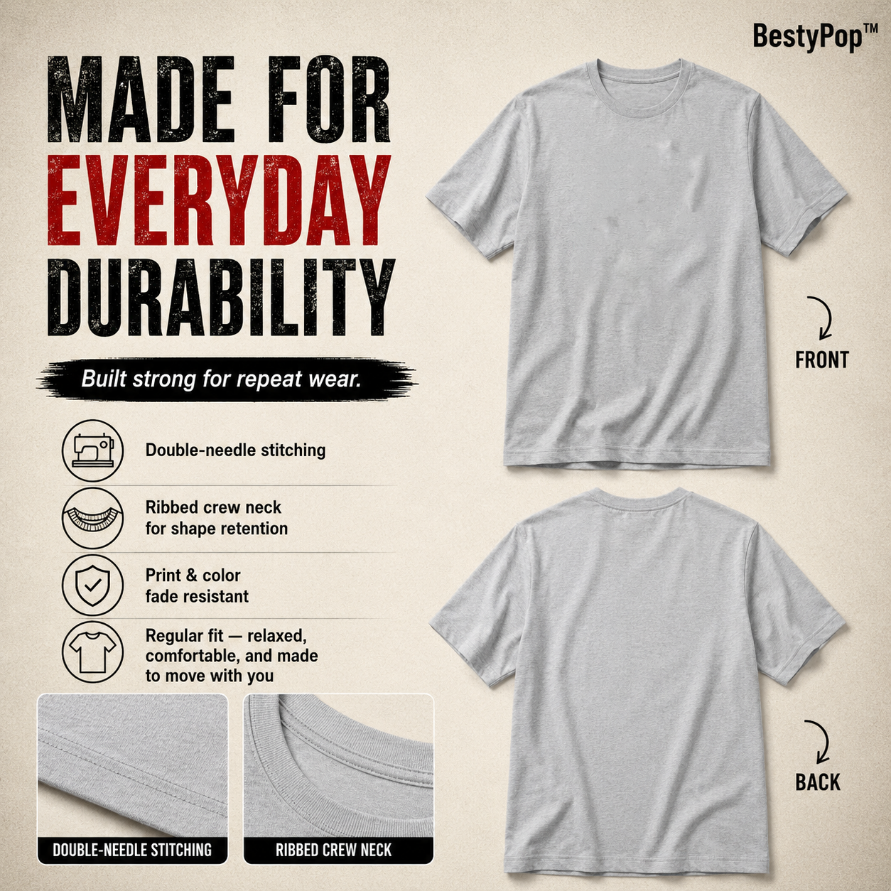 Men’s Plain Round Neck T-Shirt - 190 GSM Single Jersey