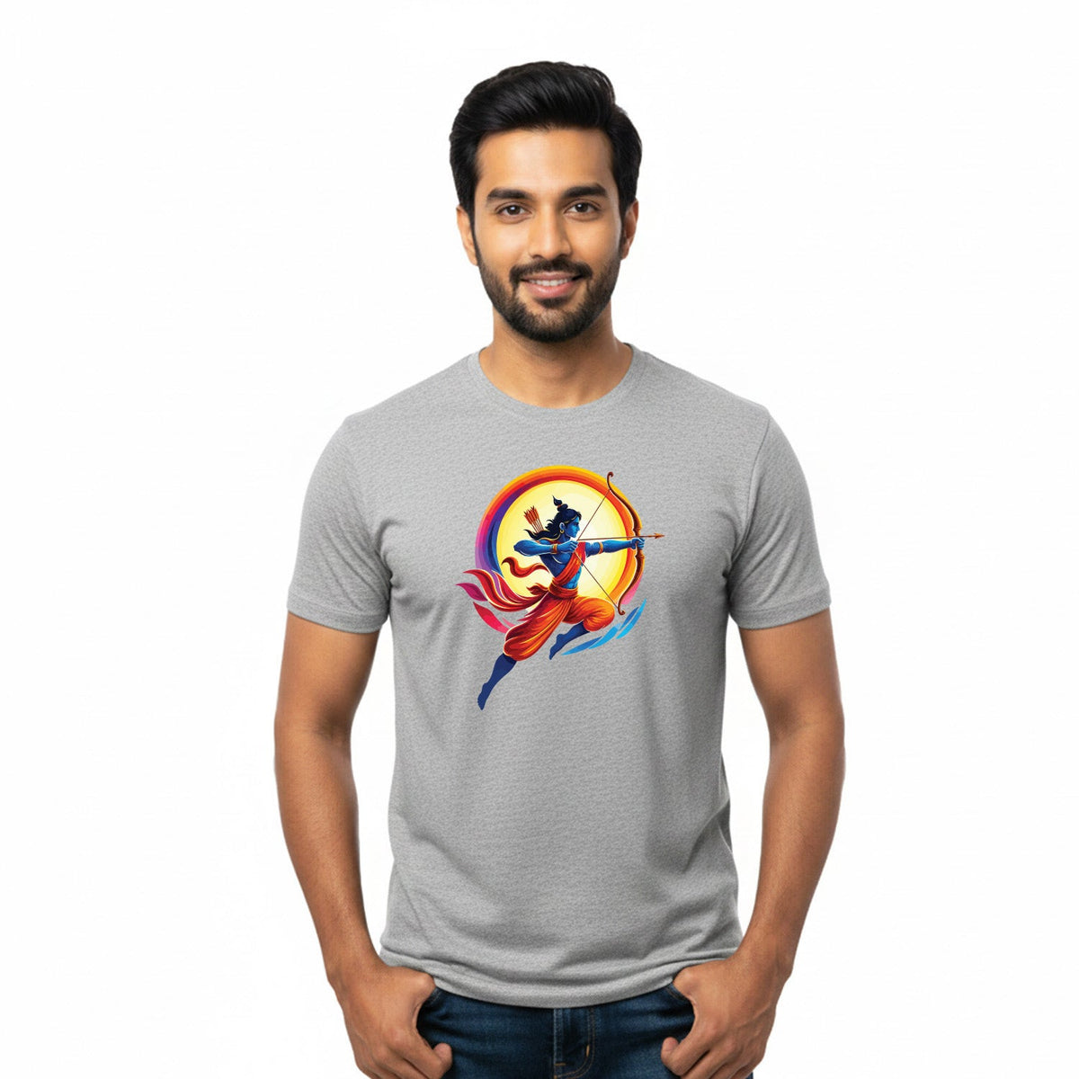 Men’s Graphic Print Round Neck T-Shirt- Jai Shree Ram (170 GSM single jersey)