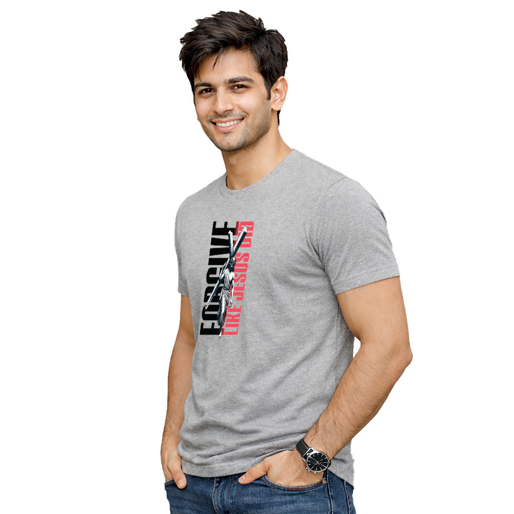 Men’s Graphic Print Round Neck T-Shirt-Jesus(170 GSM single jersey)