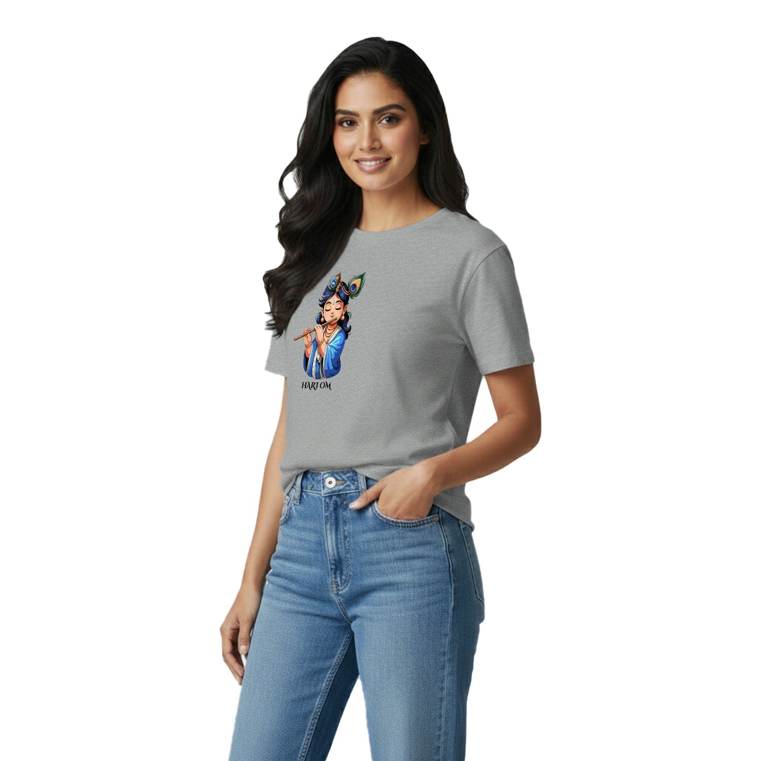 Women’s Graphic Print Round Neck T-Shirt- Krishna (170 GSM single jersey)