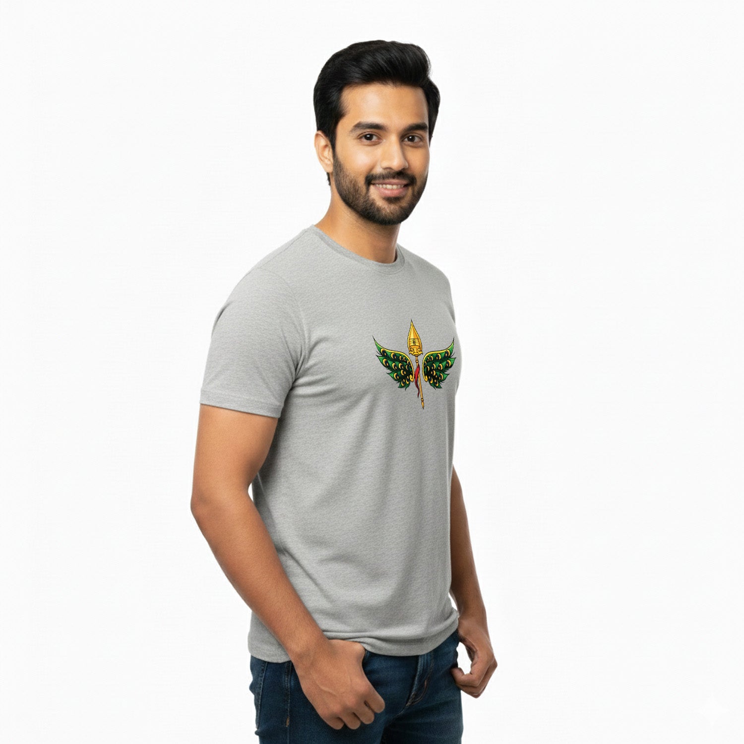 Men’s Graphic Print Round Neck T-Shirt- Murugan (170 GSM single jersey)