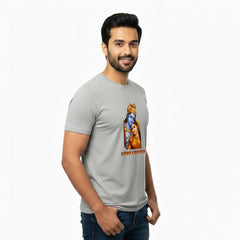 Men’s Graphic Print Round Neck T-Shirt- Krishna (170 GSM single jersey)