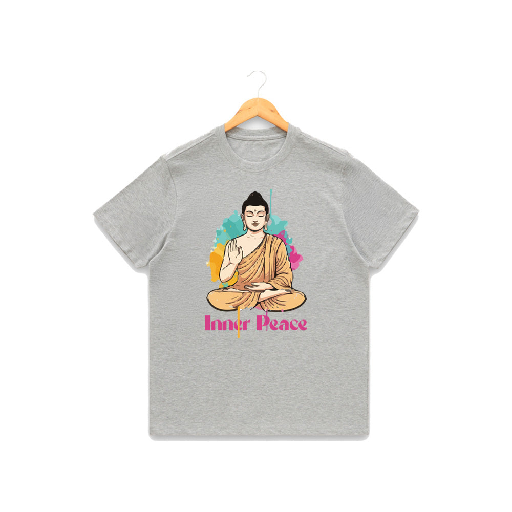 Women’s Graphic Print Round Neck T-Shirt- Buddha (170 GSM single jersey)