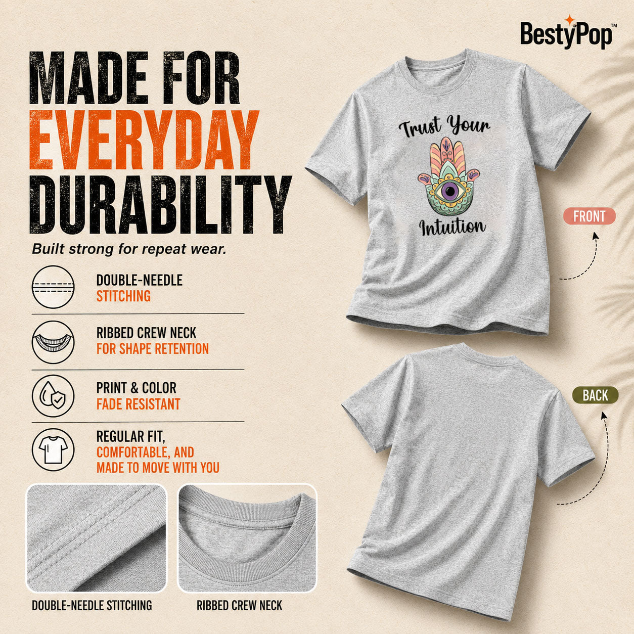 Women's Crew Neck t-shirt - Trust Your Intuition (170 GSM single jersey)