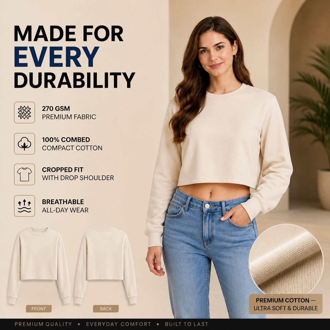 Women’s Plain Oversized Full Sleeve Crop Top