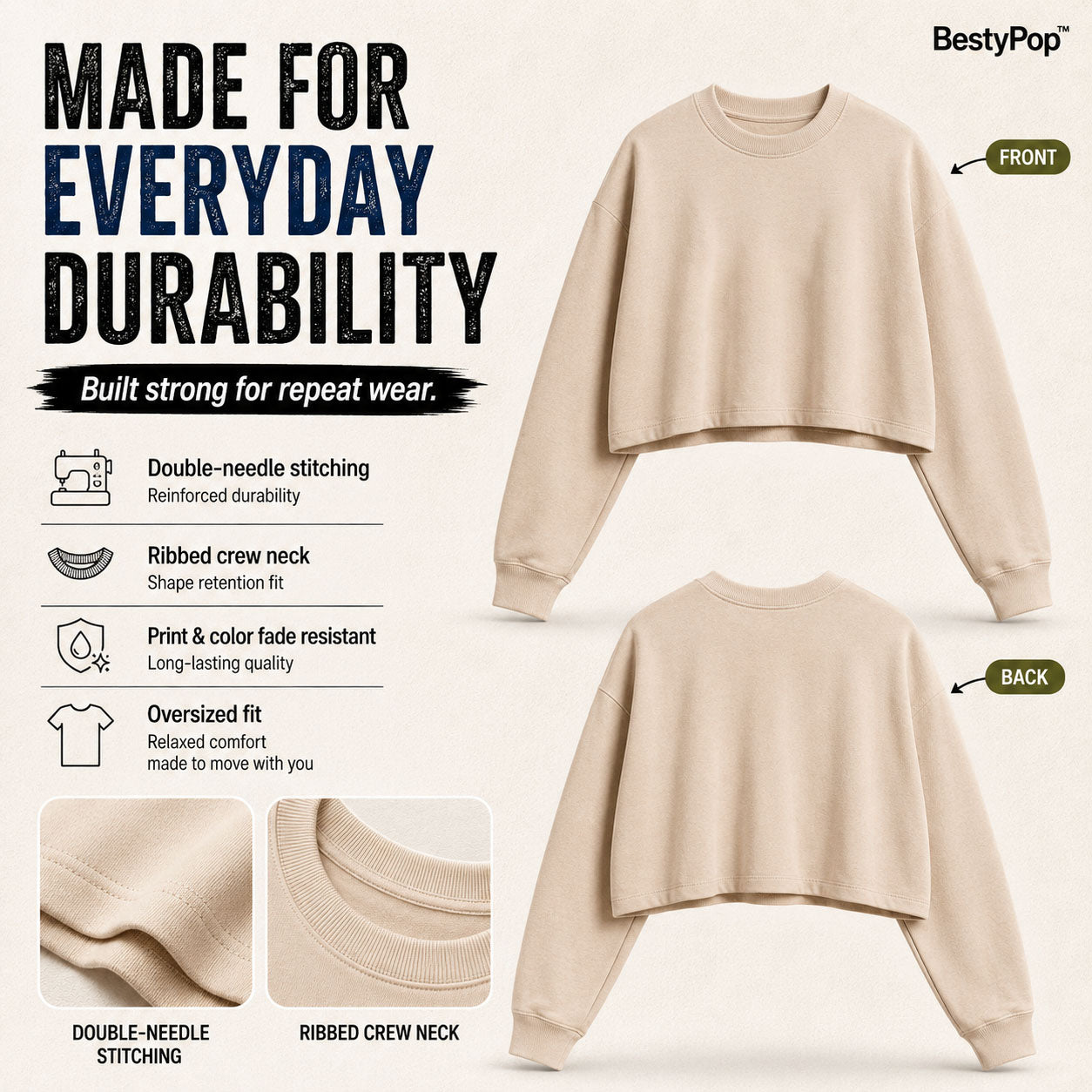 Women’s Plain Oversized Full Sleeve Crop Top