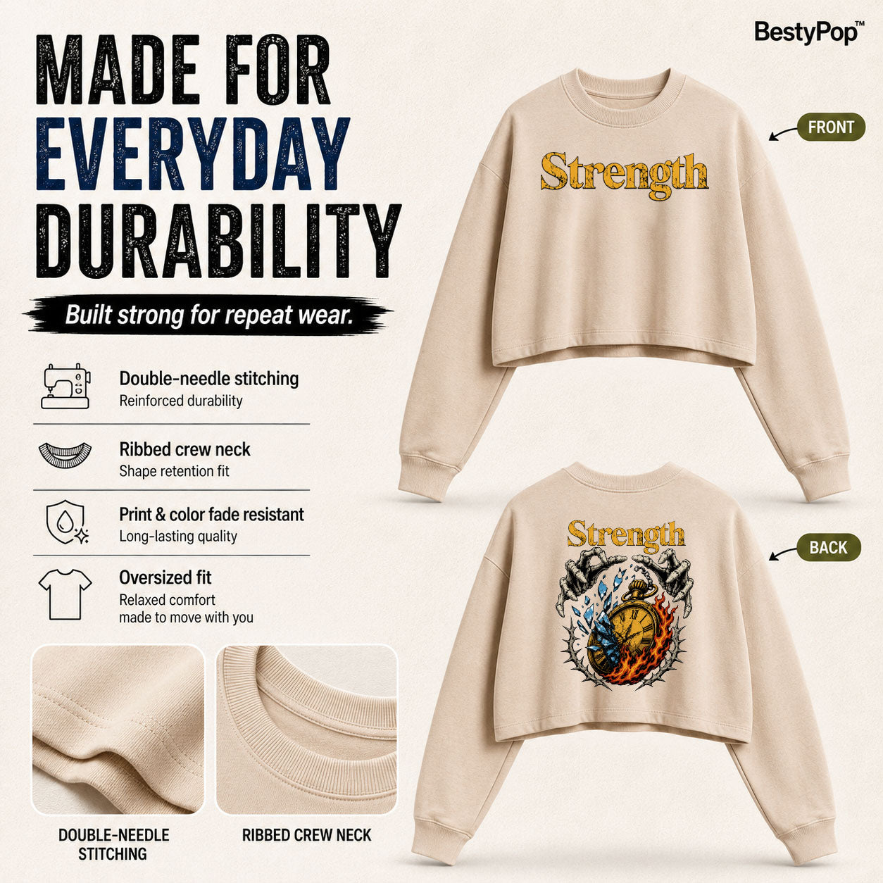 Women’s Crop top full Sleeve - 270 GSM