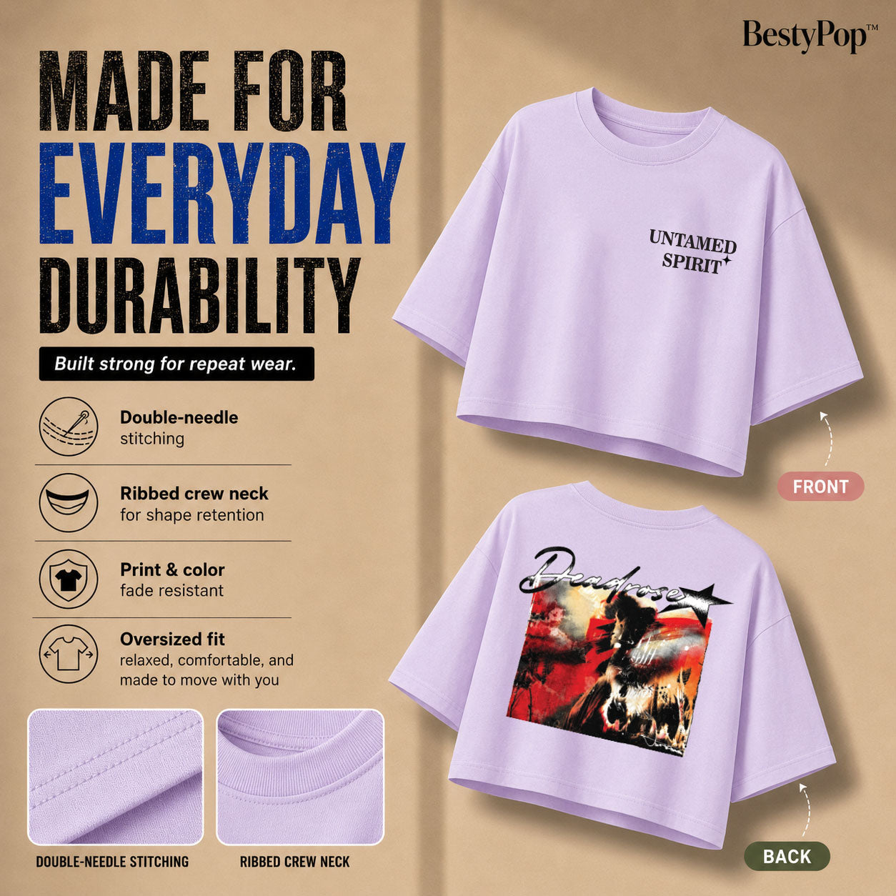 Women’s Oversized Half Sleeve Crop Top - 220 GSM