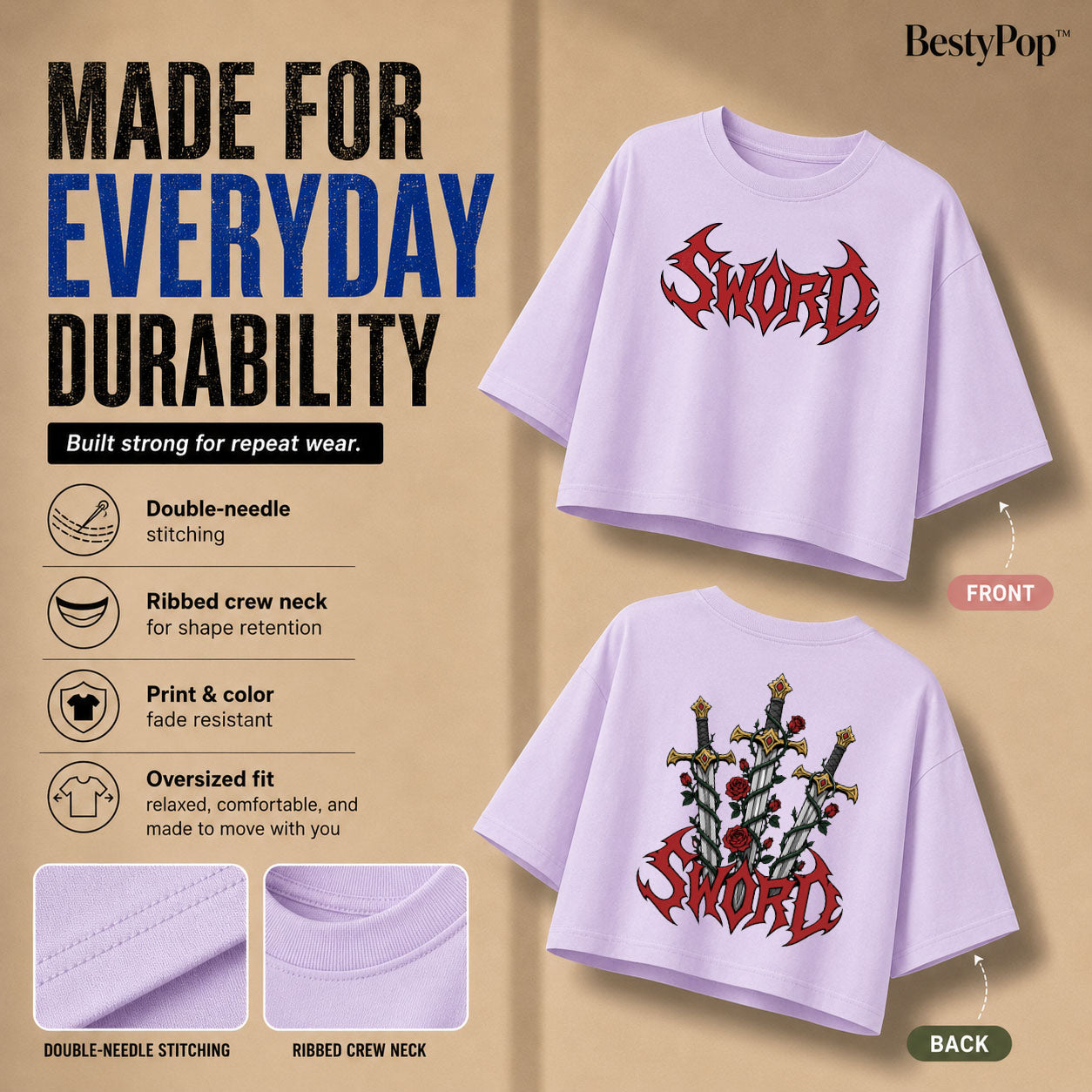 Women’s Oversized Half Sleeve Crop Top - 220 GSM