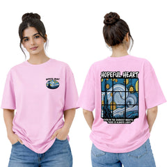 Women’s Oversized Graphic T-Shirt - Hopeful Heart (225 GSM heavyweight fabric)