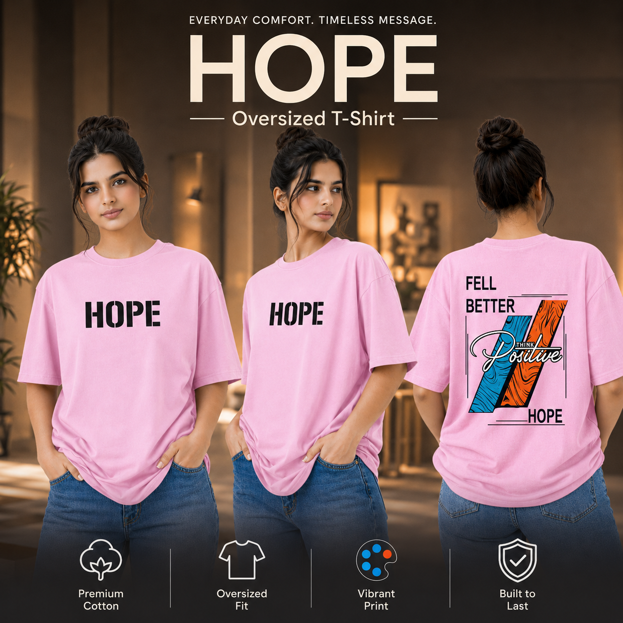 Women’s Oversized T-Shirt - Hope (225 GSM heavyweight fabric)