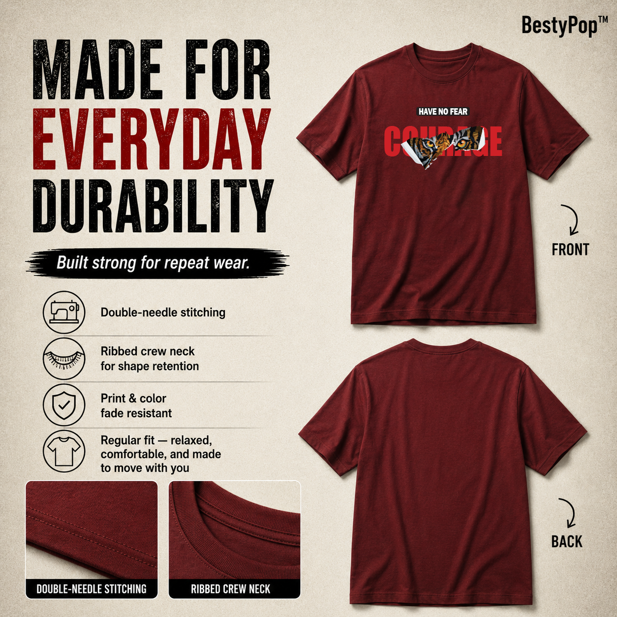 Men's Crew Neck t-shirt- Courage (170 GSM single jersey)
