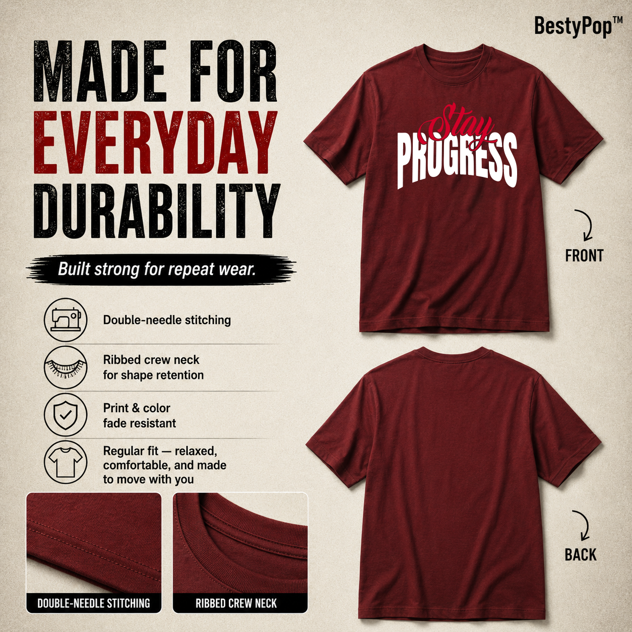 Men's Crew Neck t-shirt- Stay Process (170 GSM single jersey)