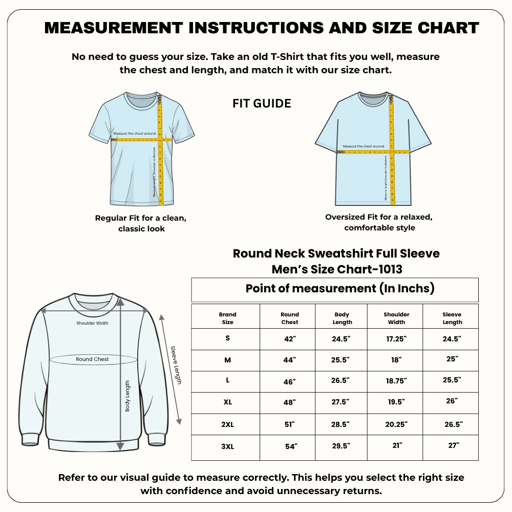 Men’s Graphic Print Round Neck Sweatshirt - 270 GSM