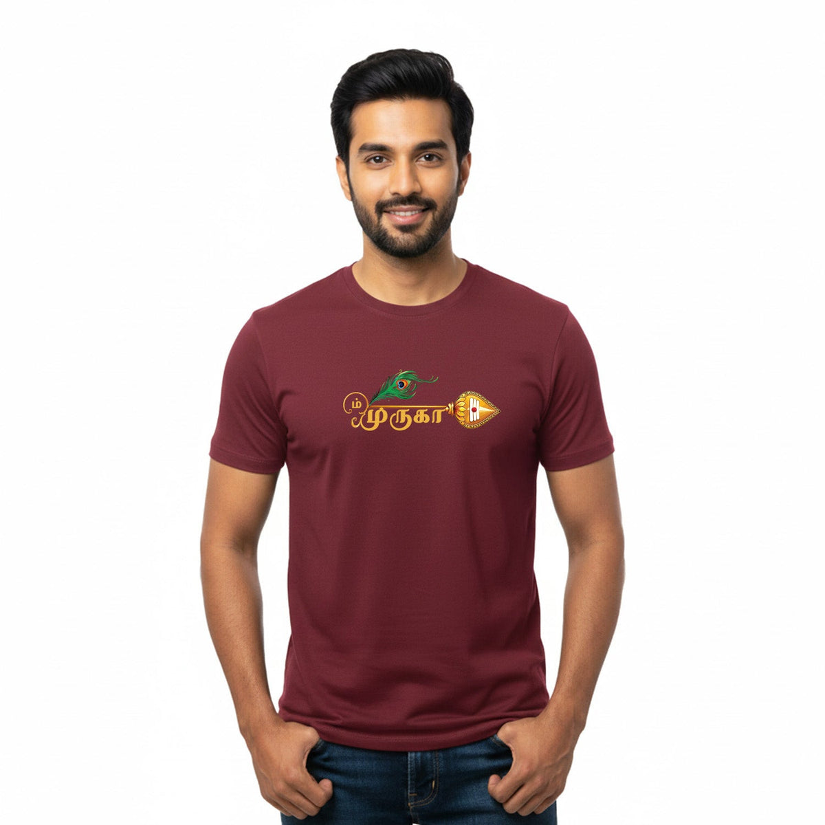 Men’s Graphic Print Round Neck T-Shirt- Murugan (170 GSM single jersey)
