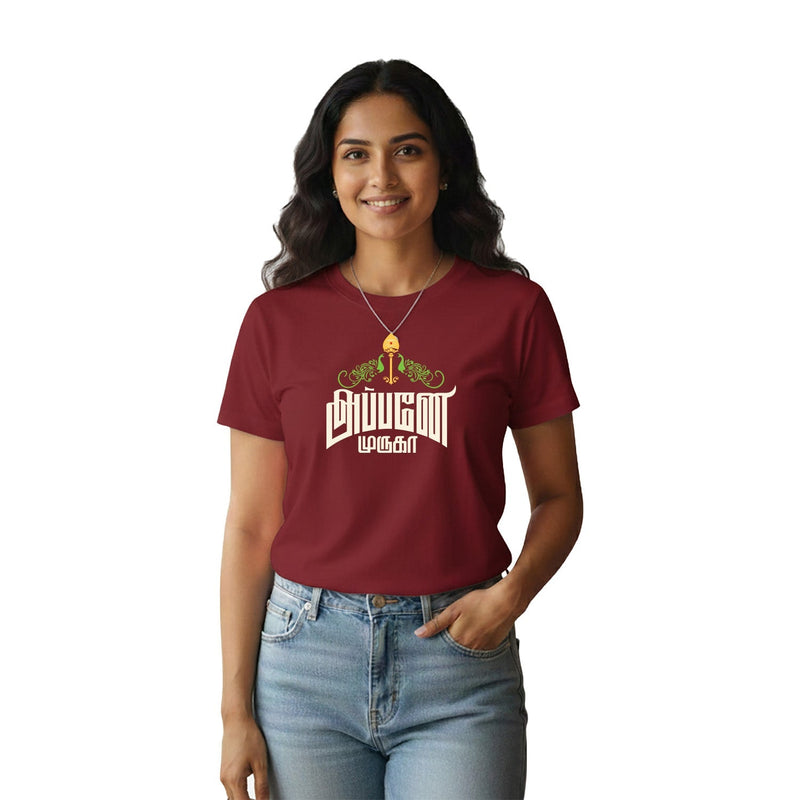 Women’s Graphic Print Round Neck T-Shirt- Murugan (170 GSM single jersey)