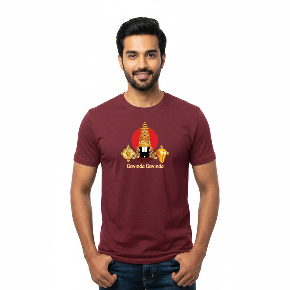 Men’s Graphic Print Round Neck T-Shirt-Tirupathi Balaji (170 GSM single jersey)
