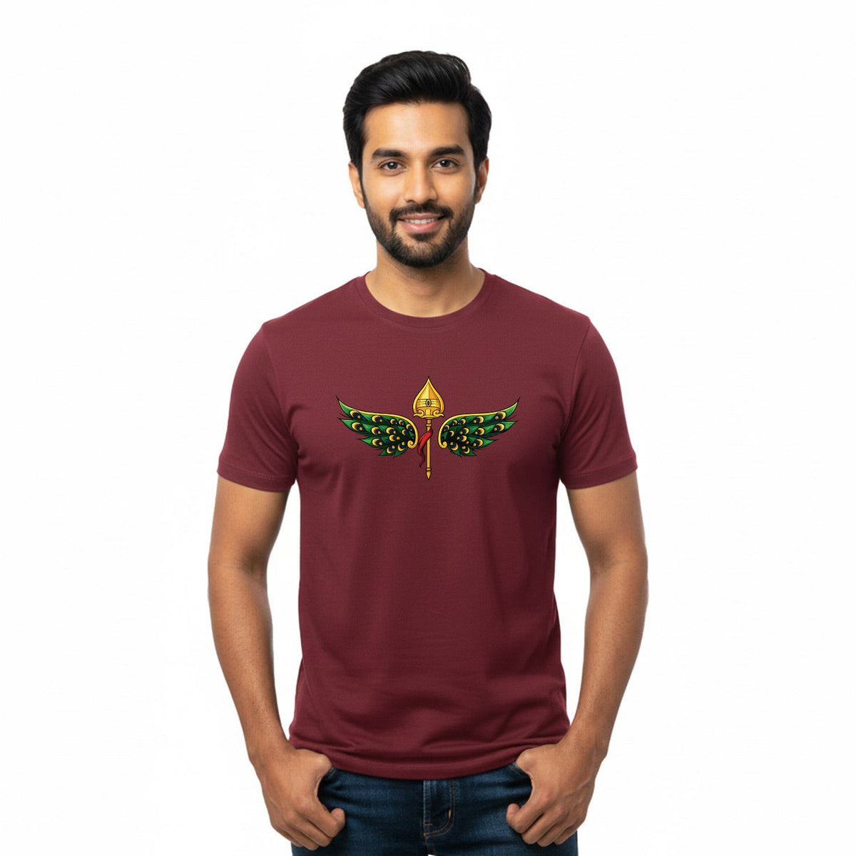 Men’s Graphic Print Round Neck T-Shirt- Murugan (170 GSM single jersey)