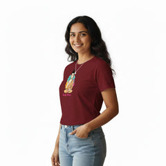 Women’s Graphic Print Round Neck T-Shirt- Buddha (170 GSM single jersey)