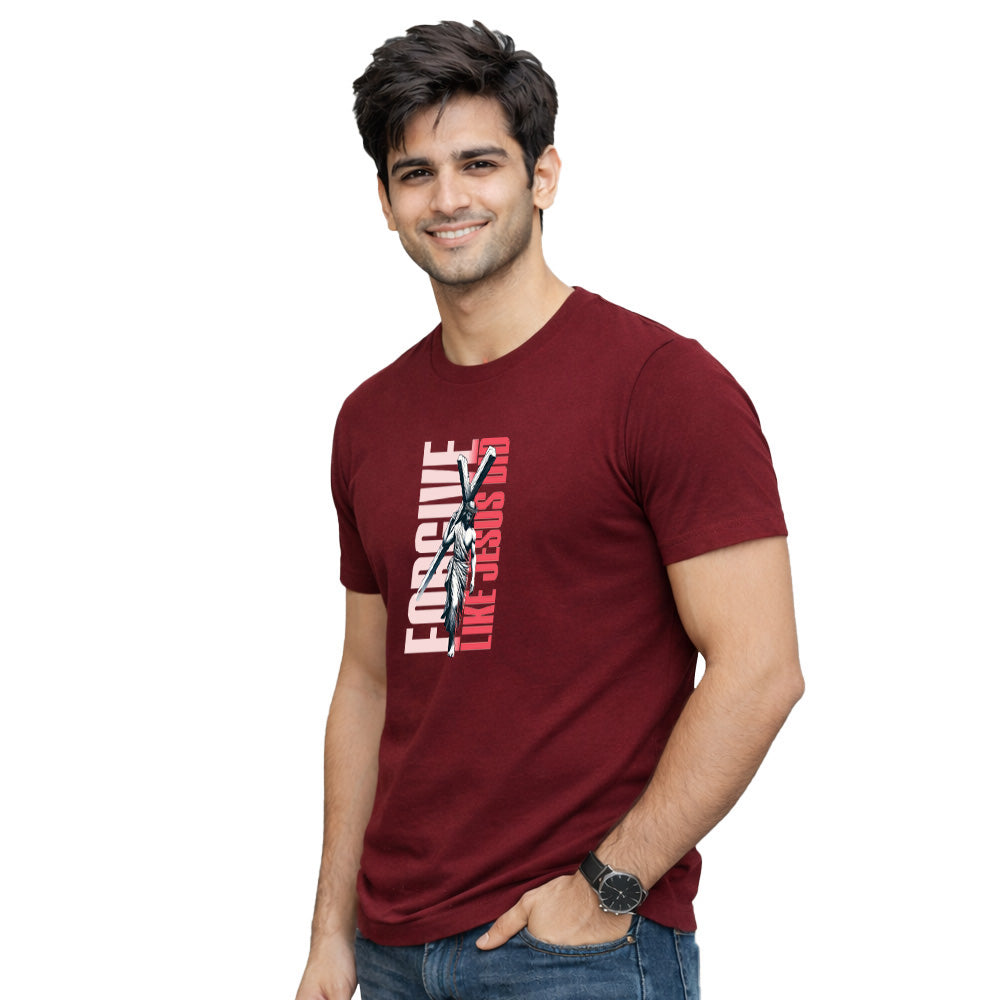 Men’s Graphic Print Round Neck T-Shirt-Jesus(170 GSM single jersey)