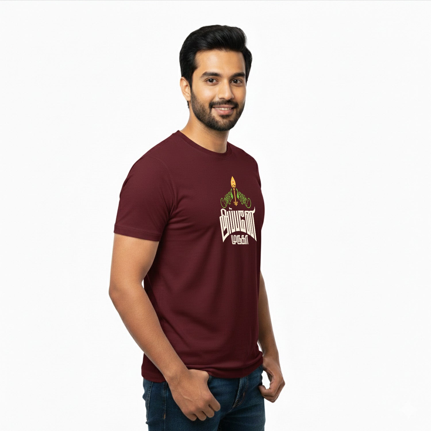 Men’s Graphic Print Round Neck T-Shirt- Murugan (170 GSM single jersey)