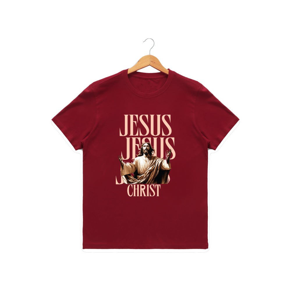 Men’s Graphic Print Round Neck T-Shirt-Jesus(170 GSM single jersey)