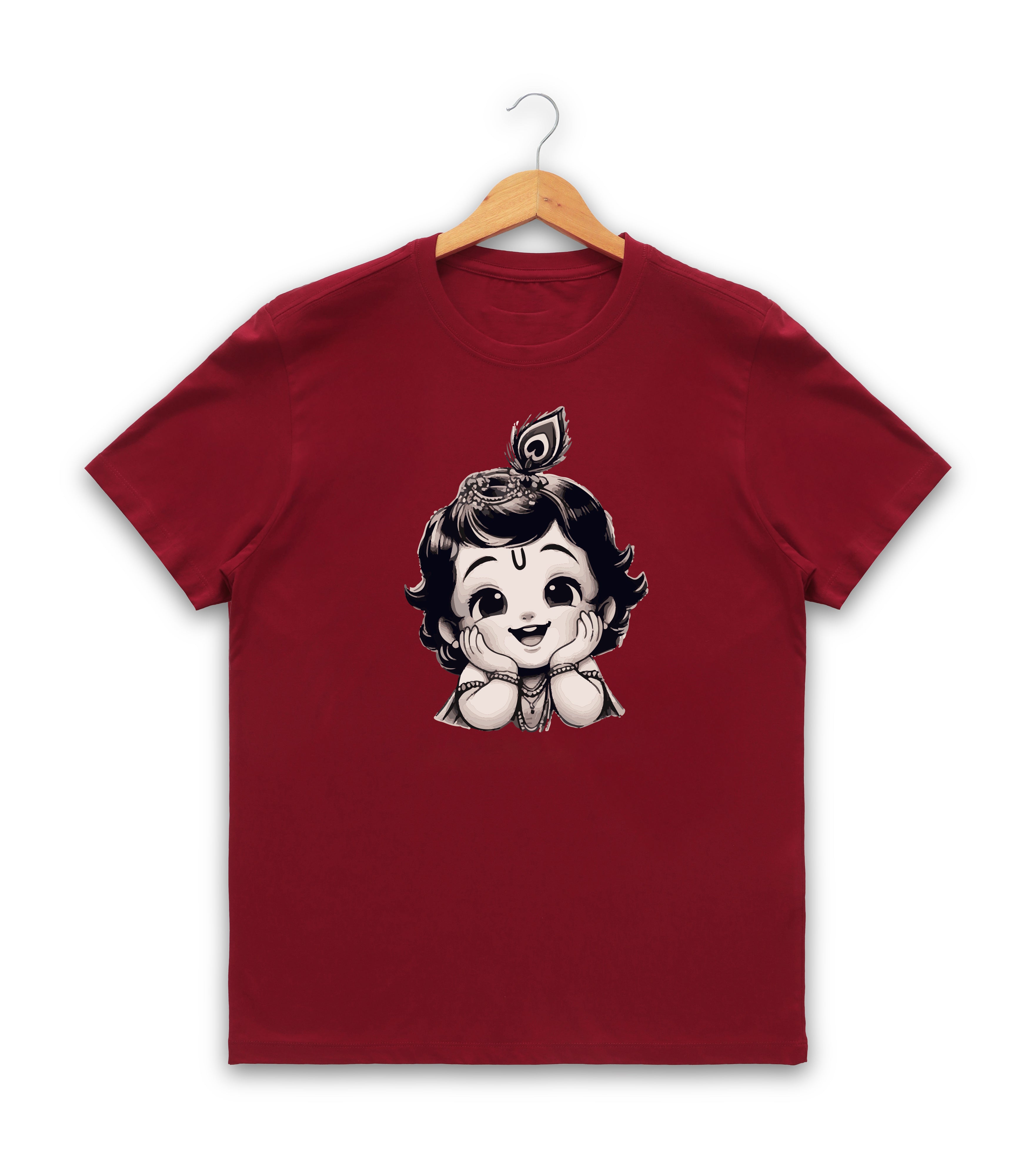 Men’s Graphic Print Round Neck T-Shirt- Krishna (170 GSM single jersey)