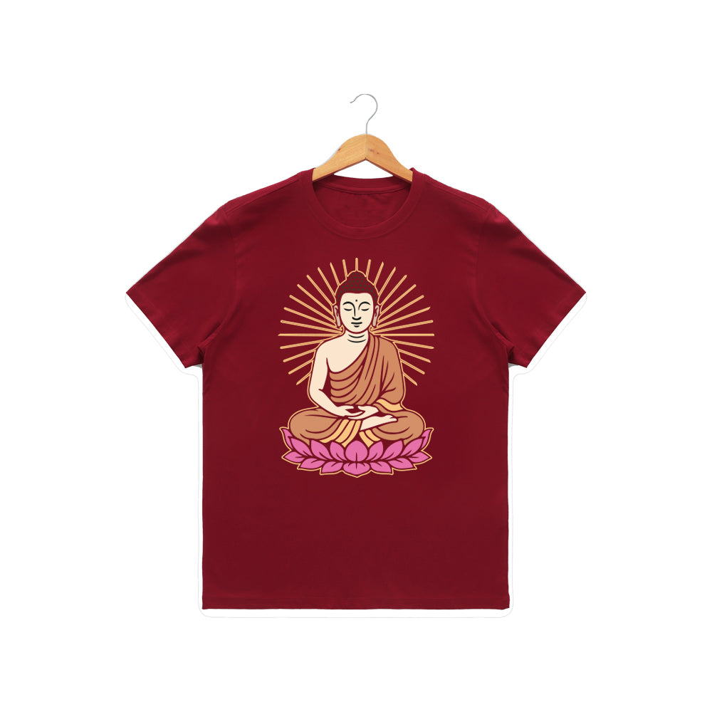 Men’s Graphic Print Round Neck T-Shirt- Buddha (170 GSM single jersey)