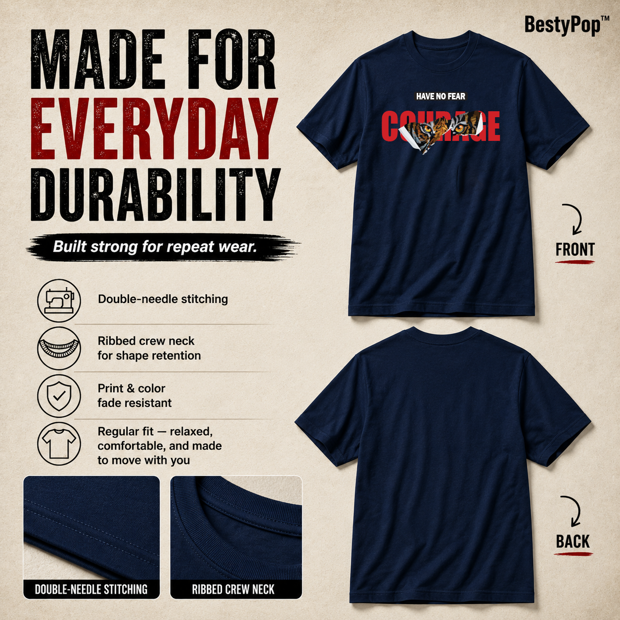 Men's Crew Neck t-shirt- Courage (170 GSM single jersey)