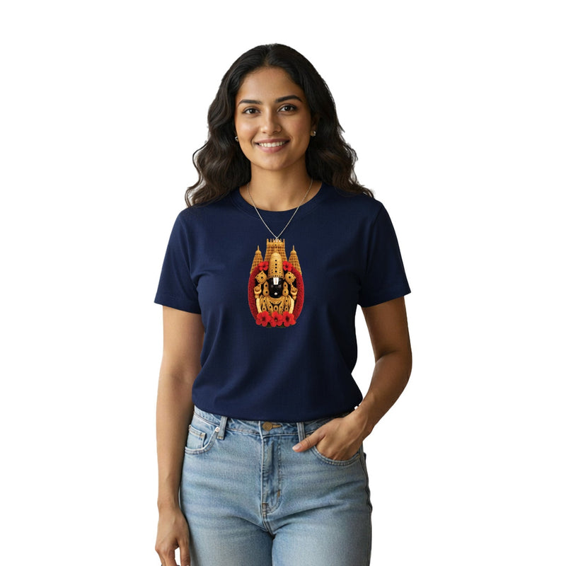Women’s Graphic Print Round Neck T-Shirt-Thirupathi Balaji (170 GSM single jersey)
