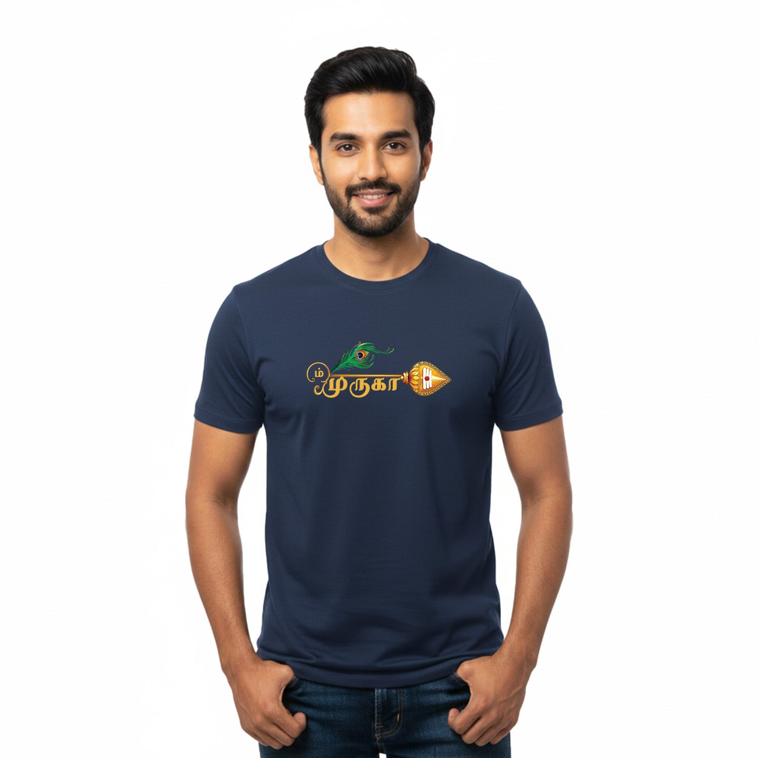 Men’s Graphic Print Round Neck T-Shirt- Murugan (170 GSM single jersey)