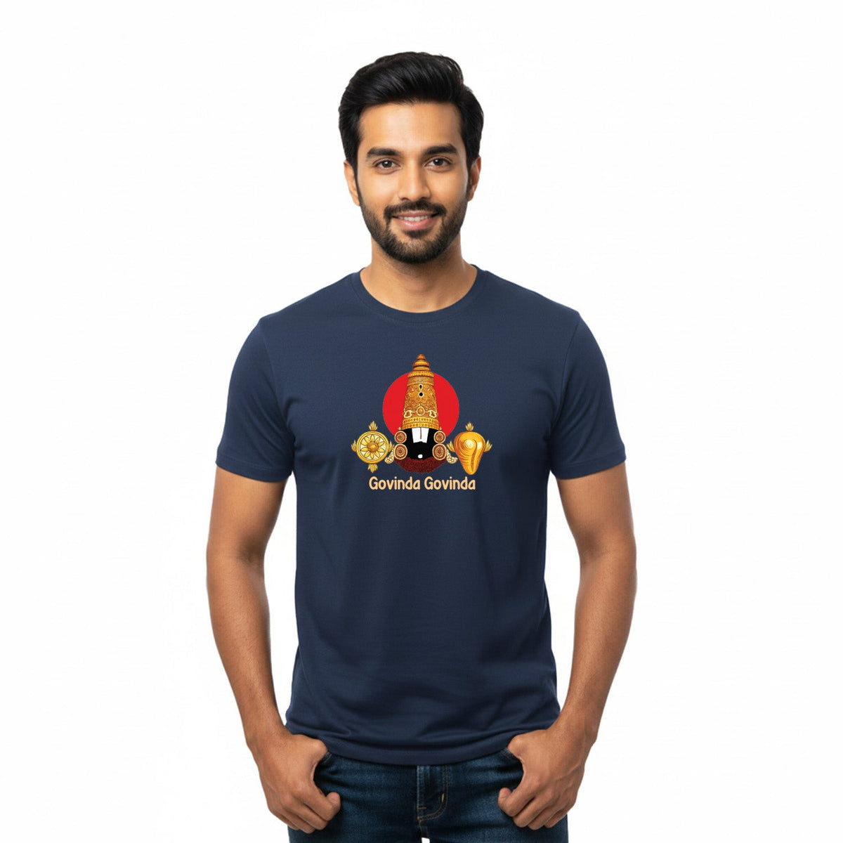 Men’s Graphic Print Round Neck T-Shirt-Tirupathi Balaji (170 GSM single jersey)