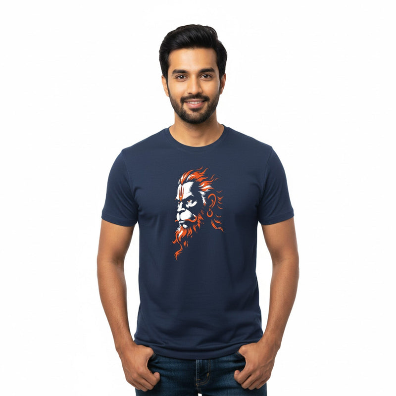 Men’s Graphic Print Round Neck T-Shirt- Hanuman (170 GSM single jersey)