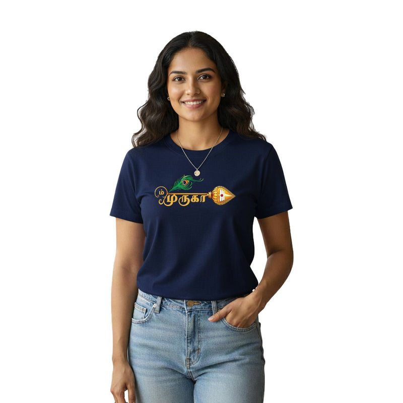 Women’s Graphic Print Round Neck T-Shirt- Murugan (170 GSM single jersey)
