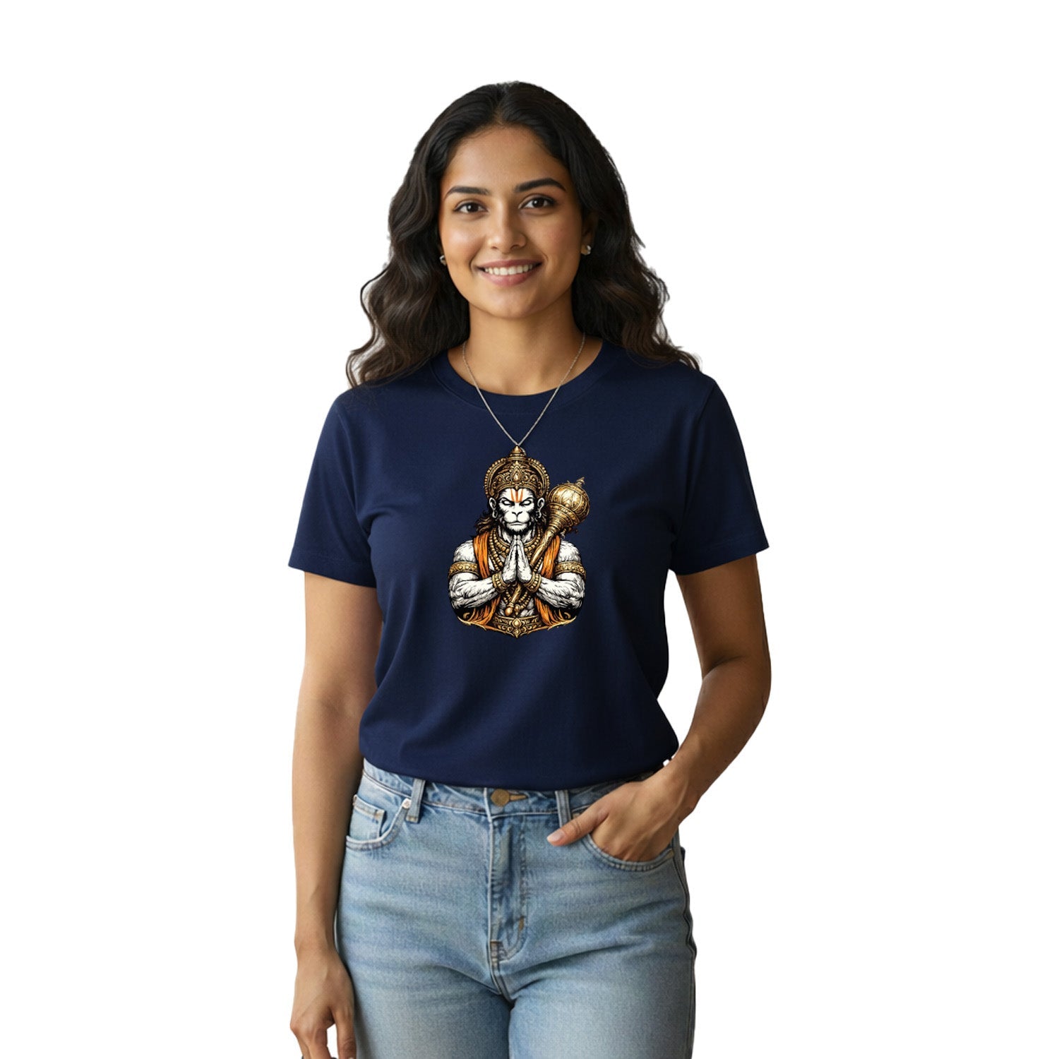 Women’s Graphic Print Round Neck T-Shirt- Hanuman(170 GSM single jersey)