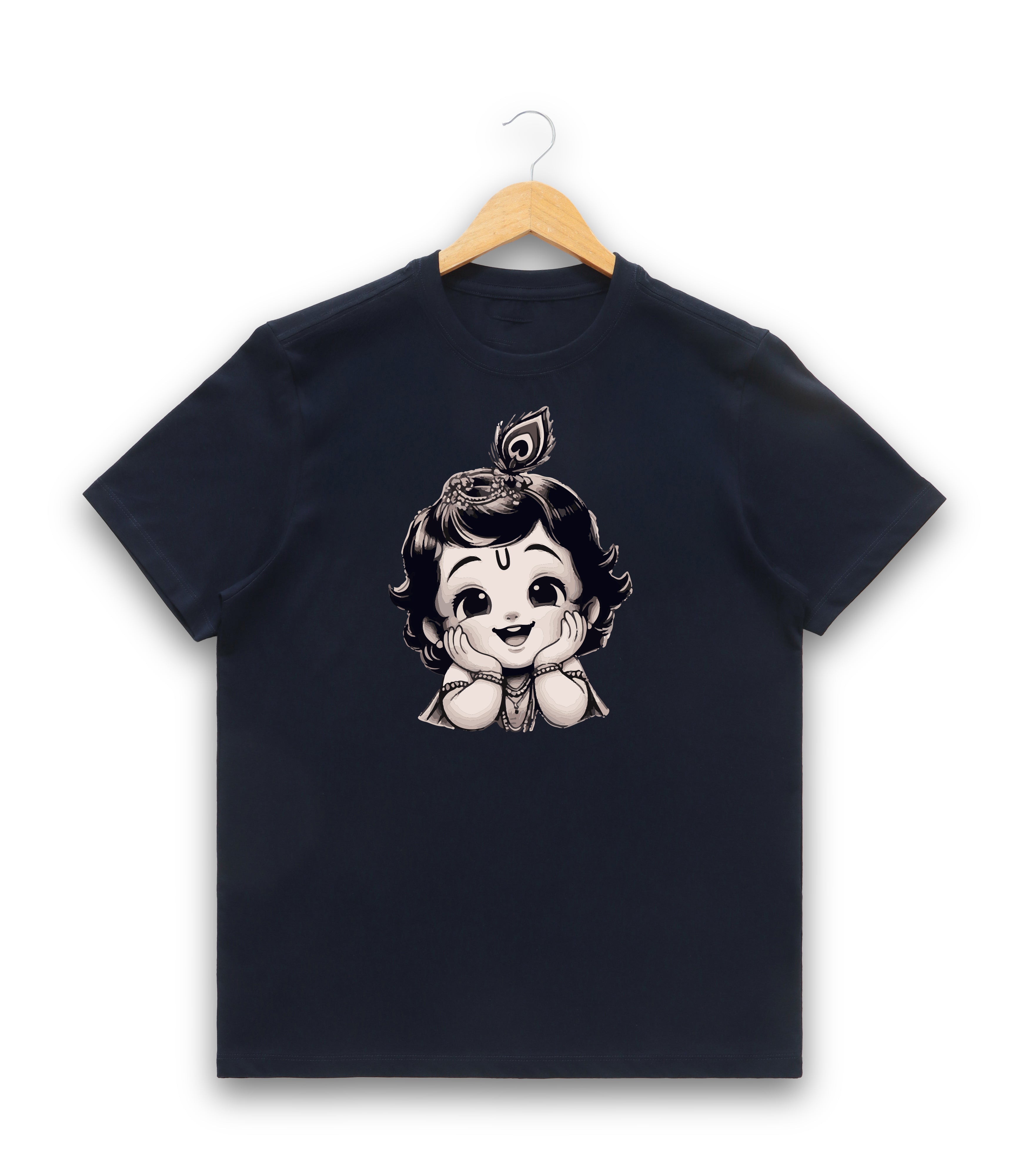 Men’s Graphic Print Round Neck T-Shirt- Krishna (170 GSM single jersey)