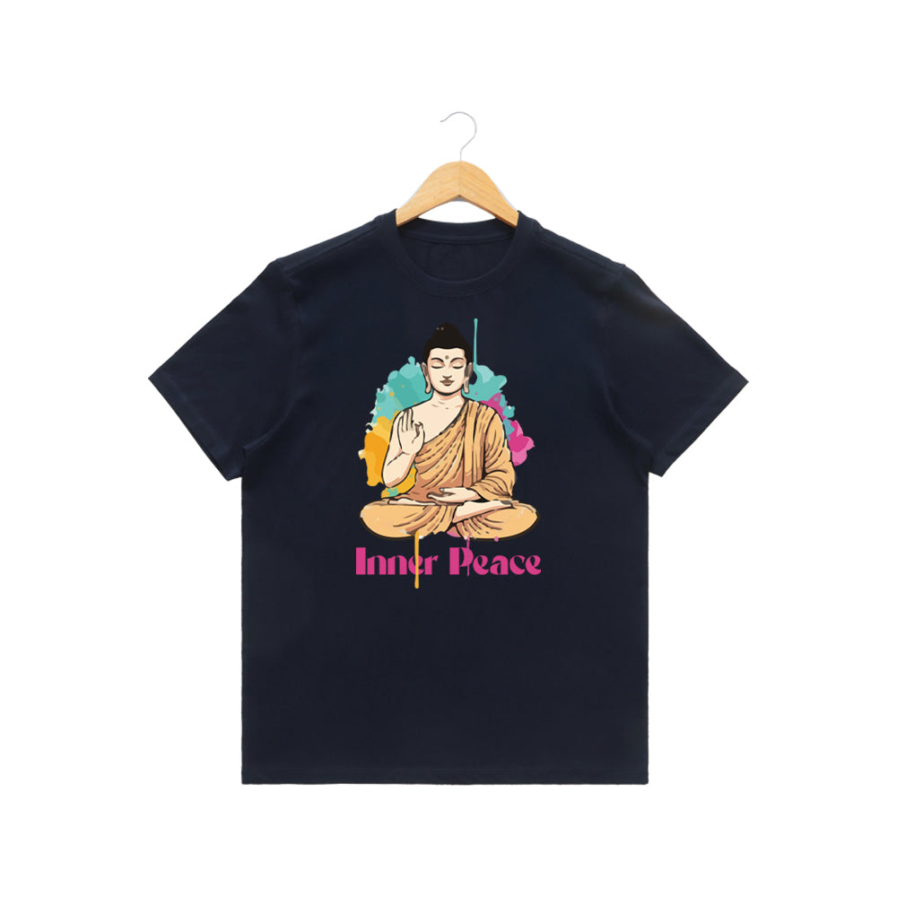 Women’s Graphic Print Round Neck T-Shirt- Buddha (170 GSM single jersey)