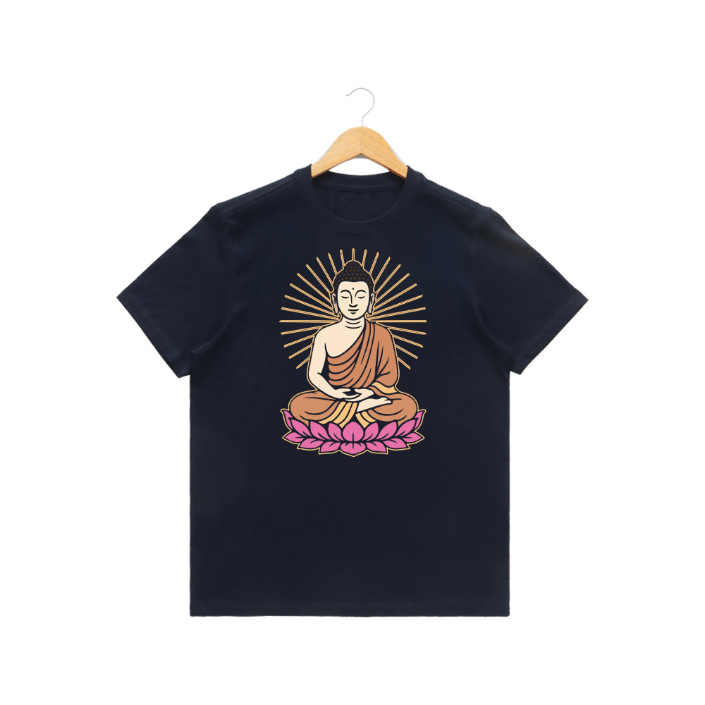 Women’s Graphic Print Round Neck T-Shirt- Buddha (170 GSM single jersey)